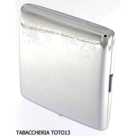 Steel case with baroque incisions for 20 cigarettes