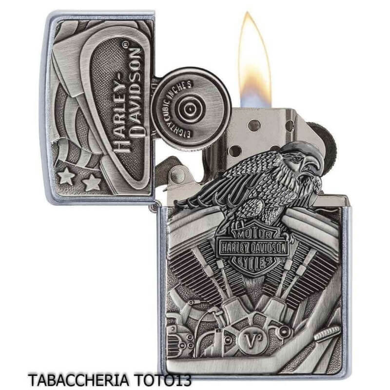 New Zippo with decorative plaque Harley Davidson motor flag emblem