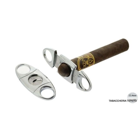 Oval polished chrome rounded stainless steel cigar cutter - Accessories Cigar - Metal
