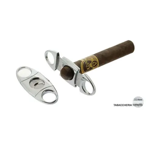 Oval polished chrome rounded stainless steel cigar cutter - Accessories Cigar - Metal