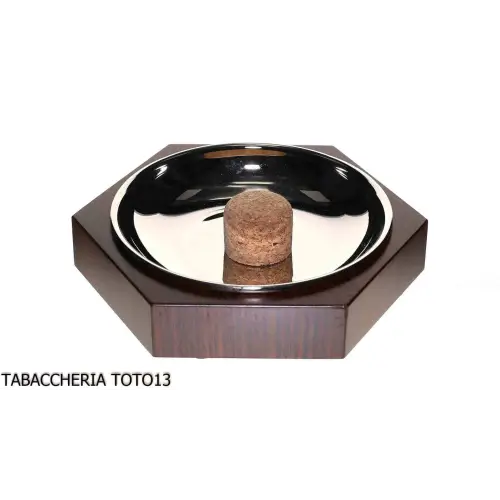 Cendrier hexagonal en bois de rose et acier par Lubinski - Accessoires pour pipes