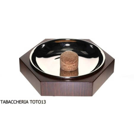 Hexagonal ashtray in rosewood and steel by Lubinski
