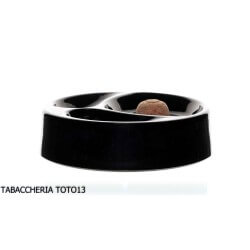 Pipe ashtray in opaque black glass with cork ball and 2 seats