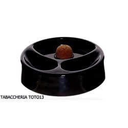 Pipe ashtray in opaque black glass with cork ball and 2 seatsAshtray for tobacco pipe
