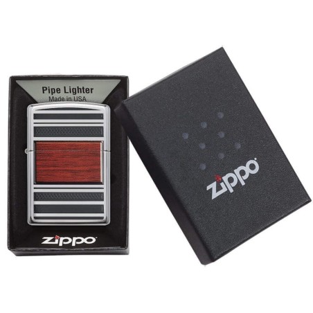 Acero y acabado de madera Zippo de madera en cromo pulido - Alumbradores