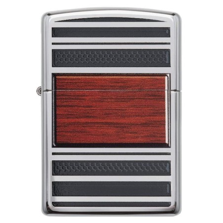 Acero y acabado de madera Zippo de madera en cromo pulido - Alumbradores