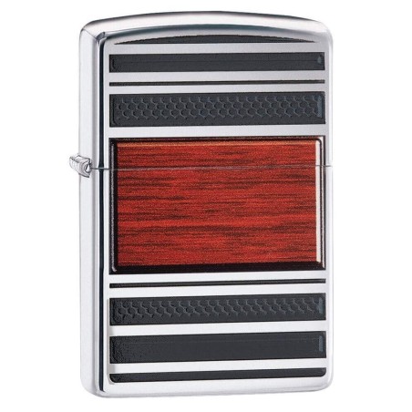 Zippo Stahl und Holz-Finish Holz auf poliertem Chrom - Feuerzeuge
