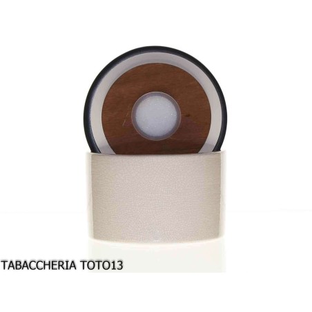 Vaso portatabacco cilindrico in ceramica bianca tappo blu 100g. - Accessori Per Pipe