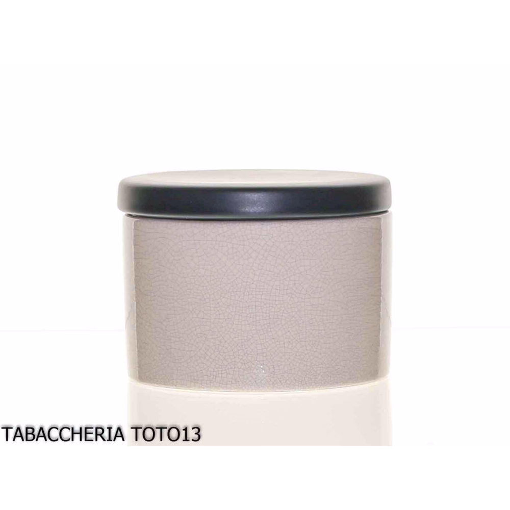 Vaso portatabacco cilindrico in ceramica bianca tappo blu 100g. - Accessori Per Pipe