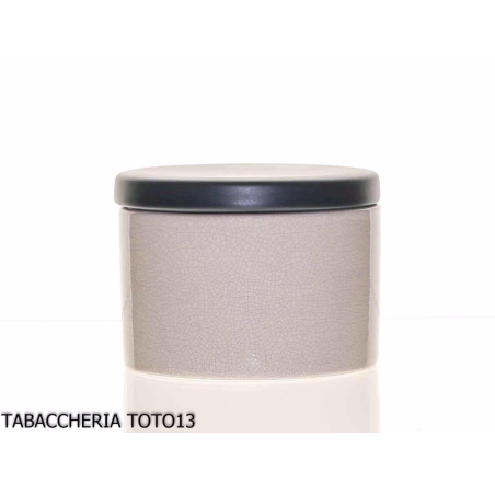 Vaso portatabacco cilindrico in ceramica bianca tappo blu 100g. - Accessori Per Pipe