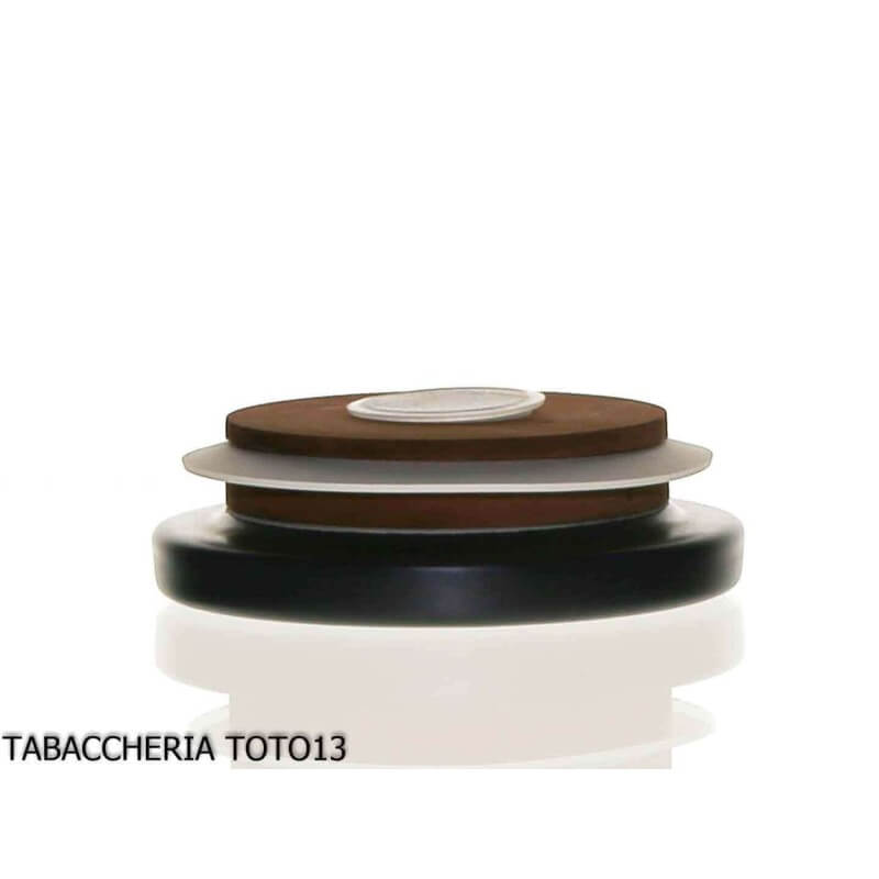 Vaso portatabacco cilindrico in ceramica arancio tappo blu 100g. - Lubinski