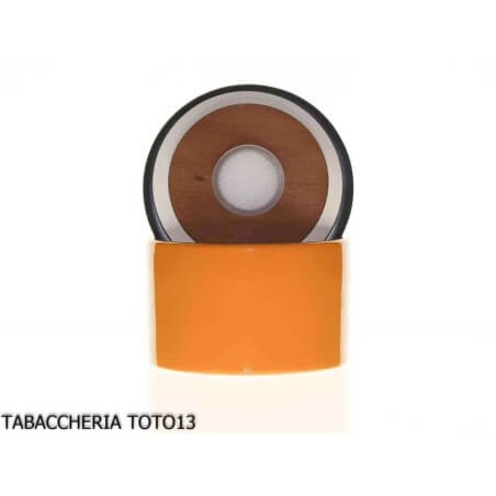 Vaso portatabacco cilindrico in ceramica arancio tappo blu 100g. Lubinski Vasi umidificanti per Tabacco Vasi umidificanti per...