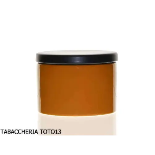 Orange and blue ceramic vase with hermetic closure to preserve tobacco - Accessories for tobacco pipes - Ceramic