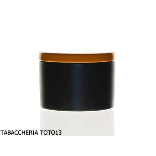Vaso portatabacco cilindrico in ceramica blu tappo arancio 100g. - Accessori Per Pipe