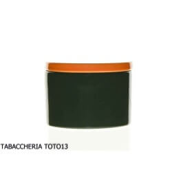 Lubinski - Jarrón de cerámica verde y naranja para conservar el tabaco de pipa
