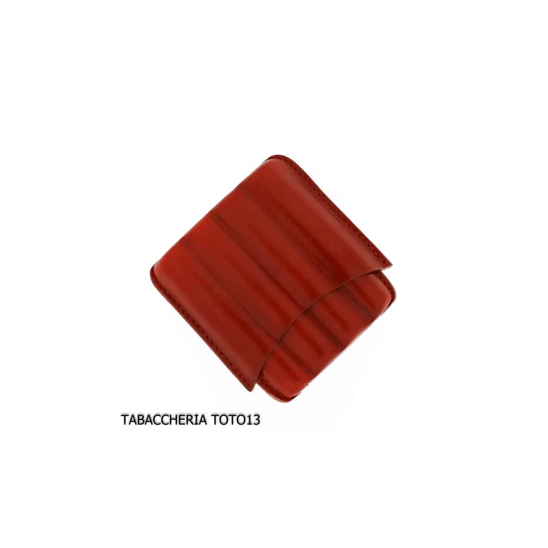 Estuche de cuero rojo arlequín para cuatro cigarros mitad toscanos - Accesorios para cigarros toscanos