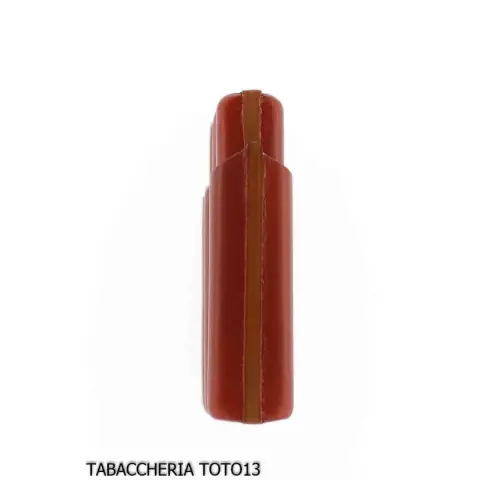 Estuche de cuero rojo arlequín para cuatro cigarros mitad toscanos - Accesorios para cigarros toscanos