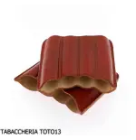 Estuche de cuero rojo arlequín para cuatro cigarros mitad toscanos - Accesorios para cigarros toscanos