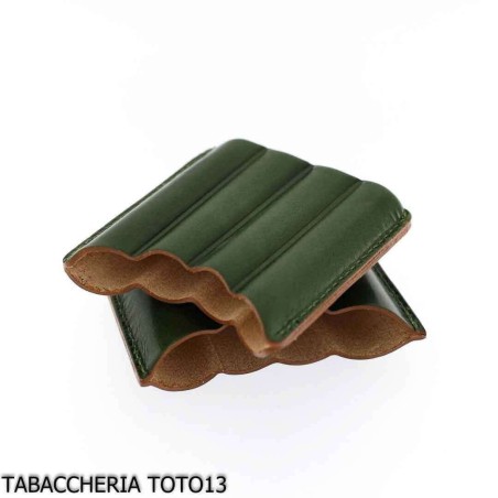 Green harlequin leather case for four half Tuscan cigars - Accessories for Tuscan Cigars