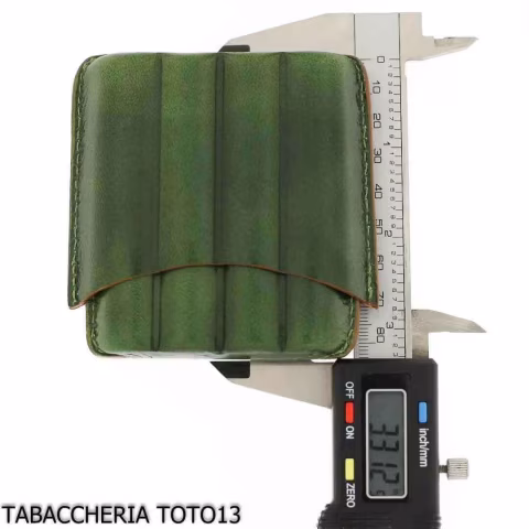 Estuche de cuero arlequín verde para cuatro cigarros mitad toscanos - Accesorios para cigarros toscanos