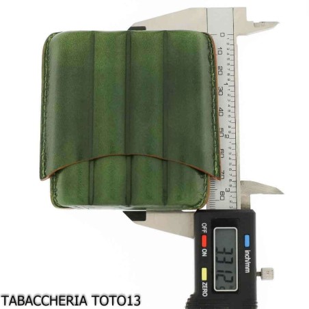 Étui en cuir vert arlequin pour quatre cigares demi-toscans - Accessoires pour cigares toscans