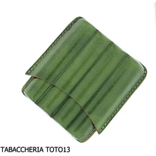 Astuccio in cuoio harlequin verde per quattro sigari mezzo toscano - Accessori Per Sigari Toscano