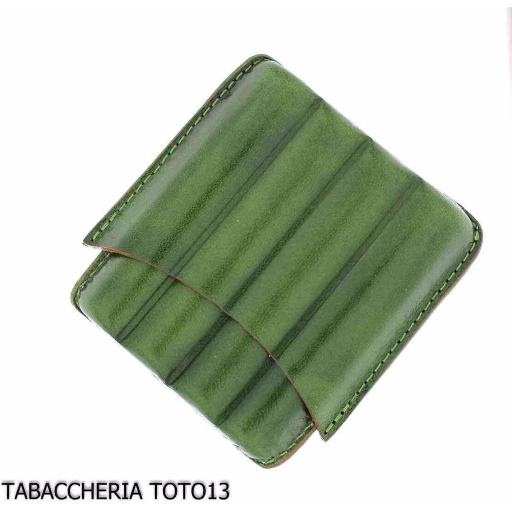 Green harlequin leather case for four half Tuscan cigars - Accessories for Tuscan Cigars