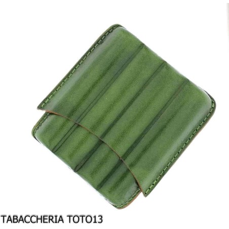Green harlequin leather case for four half Tuscan cigars - Accessories for Tuscan Cigars