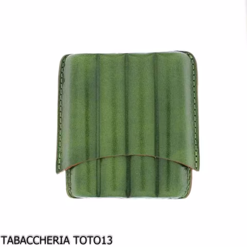 Estuche de cuero arlequín verde para cuatro cigarros mitad toscanos - Accesorios para cigarros toscanos