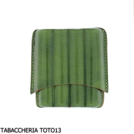 Green harlequin leather case for four half Tuscan cigars - Accessories for Tuscan Cigars
