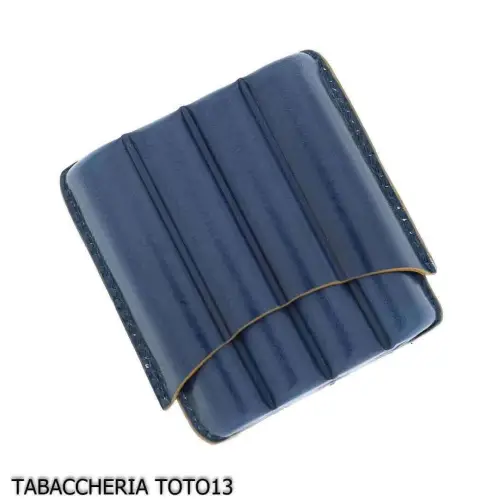 Estuche de cuero arlequín azul para cuatro puros mitad toscanos - Accesorios para cigarros toscanos