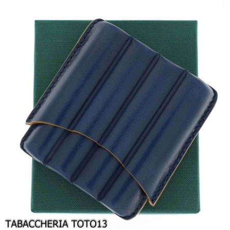 Blaue Harlekin Ledertasche für vier halbe toskanische Zigarren - Zubehör für toskanische Zigarren