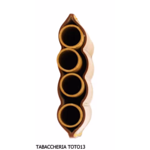 Estuche de cuero de arlequín amarillo para cuatro cigarros mitad toscanos - Accesorios para cigarros toscanos