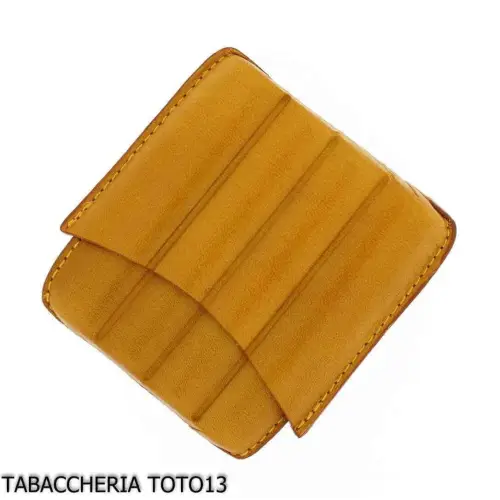 Astuccio in cuoio harlequin giallo per quattro sigari mezzo toscano - Accessori Per Sigari Toscano
