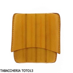 Yellow harlequin leather case for four half Tuscan cigars