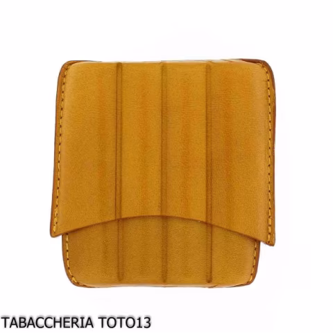 Estuche de cuero de arlequín amarillo para cuatro cigarros mitad toscanos - Accesorios para cigarros toscanos