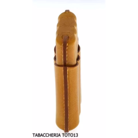 Estuche de cuero de arlequín amarillo para cuatro cigarros mitad toscanos - Accesorios para cigarros toscanos