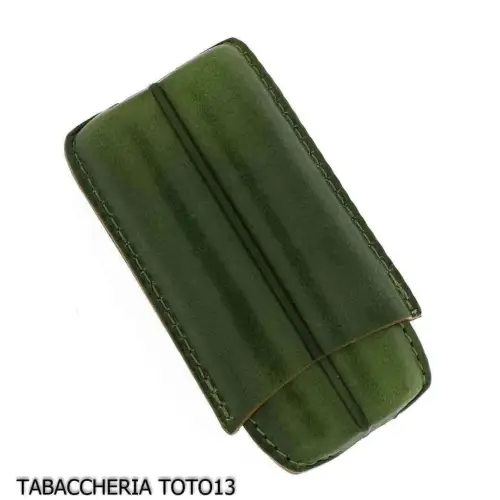 Estuche de cigarro en línea de cuero arlequín color verde por Lubinski - Accesorios para cigarros toscanos