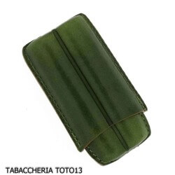 Etui à cigares en cuir couleur ligne harlequin vert de Lubinski Lubinski Pochettes pour demi-toscans et mezzanine