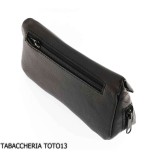 Sac pour pipe et tabac en peau noire et fond magnétique - Accessoires pour pipes