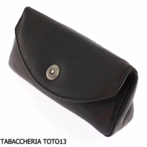 Pfeifen- und Tabaktasche aus schwarzem Leder mit Magnetverschluss-Taschen für Tabakpfeifen