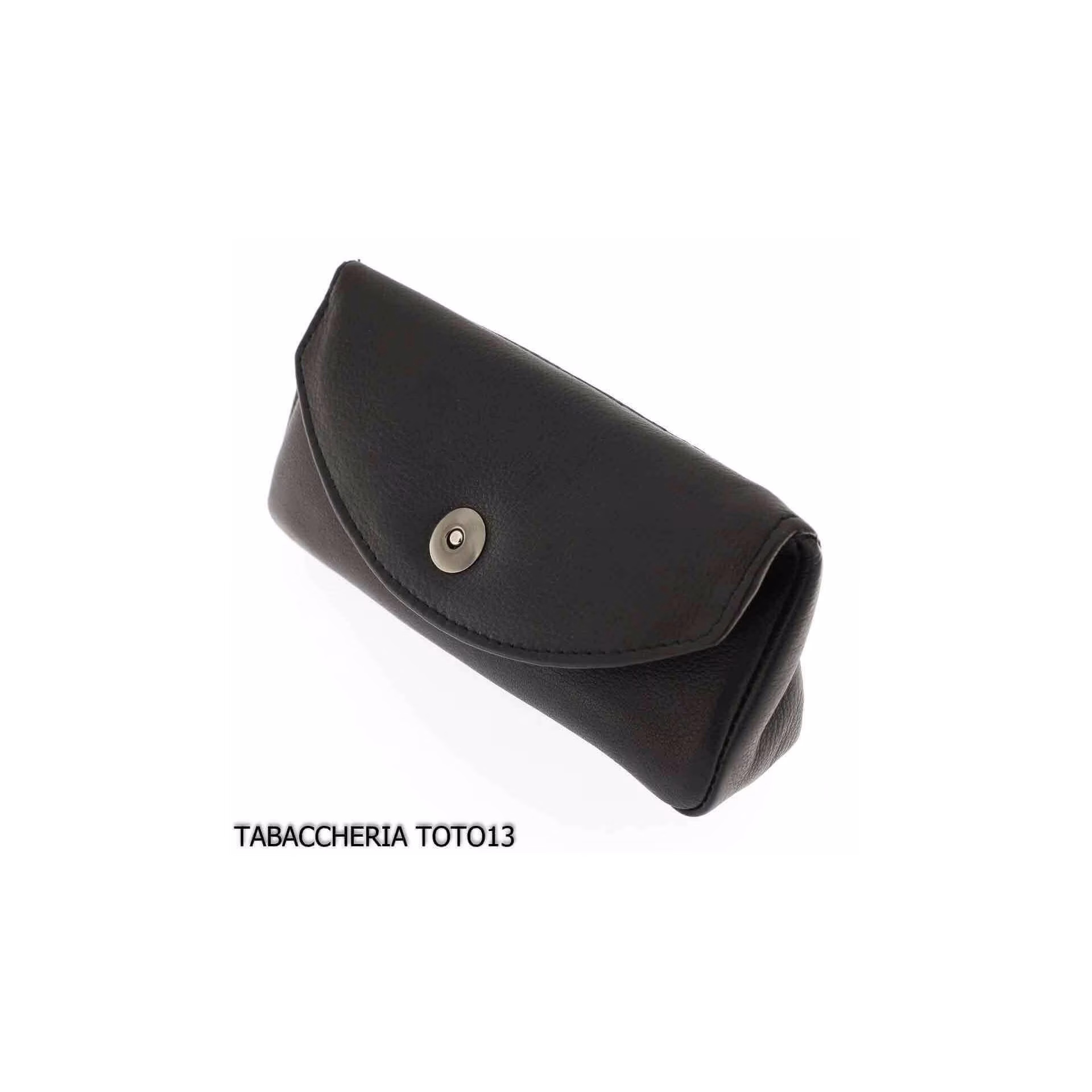 Bolsa para pipa y tabaco en cuero negro con cierre magnético - Accesorios para pipas de tabaco