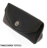 Pfeifen- und Tabaktasche aus schwarzem Leder mit Magnetverschluss - Zubehör für Tabakpfeifen