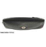 Bolsa para pipa y tabaco en cuero negro con cierre magnético - Accesorios para pipas de tabaco