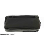 Bag for pipe and tobacco in black skin and magnetic button - Accessories for tobacco pipes