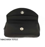 Bolsa para pipa y tabaco en cuero negro con cierre magnético - Accesorios para pipas de tabaco