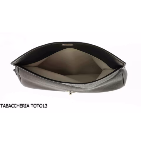 Bolsa para pipa y tabaco en cuero negro con cierre magnético - Accesorios para pipas de tabaco