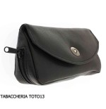 Pfeifen- und Tabaktasche aus schwarzem Leder mit Magnetverschluss - Zubehör für Tabakpfeifen