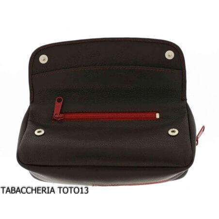 Borsa per tabacco e 1 pipa nappa colorata cuciture a contrasto - Lubinski