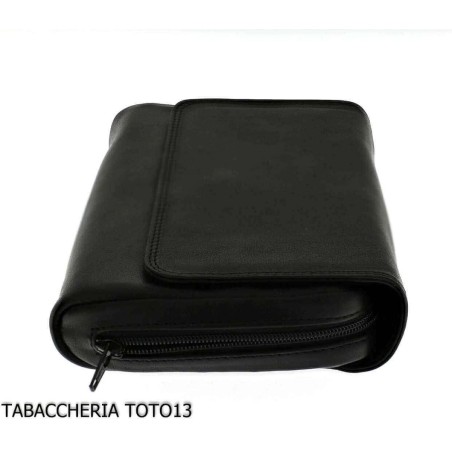 Sac à tabac Arcadia en cuir noir avec compartiment pour 3 pipes - Accessoires pour pipes